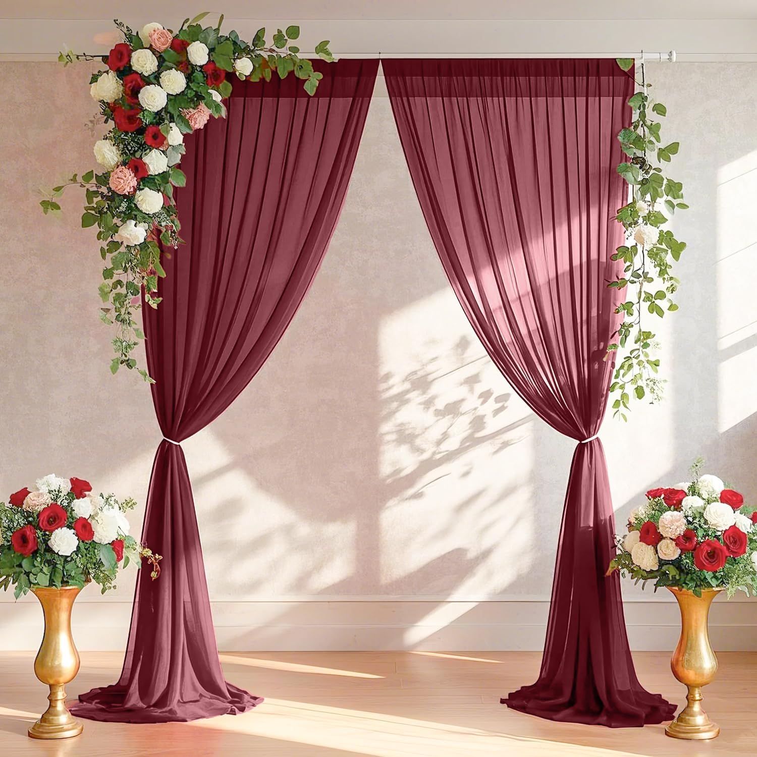 Home Office Backdrop - 2 tende per fondale bordeaux, tende