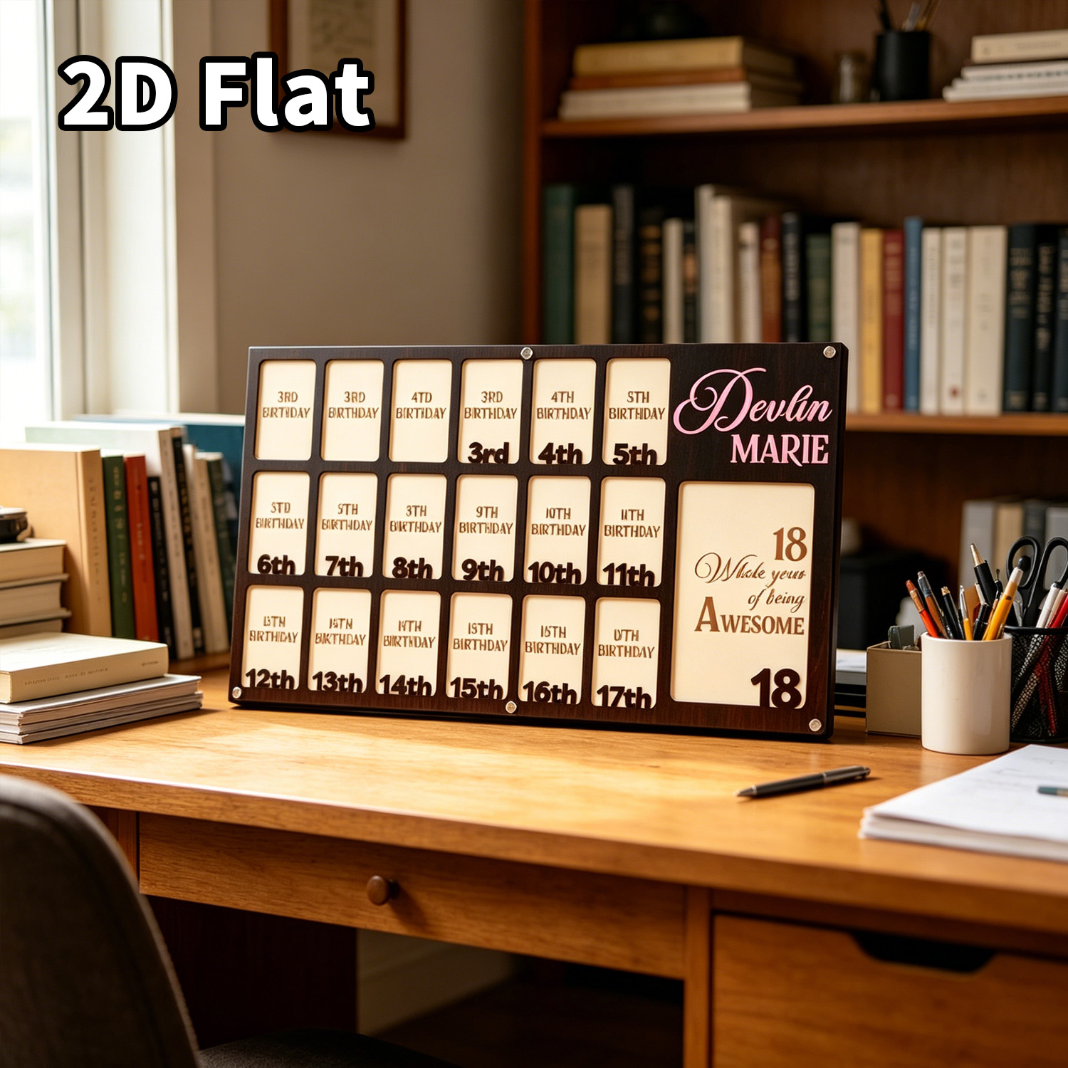 Home Office Gifts - Cornice Portafoto in Legno Personalizzabile, Decorazione