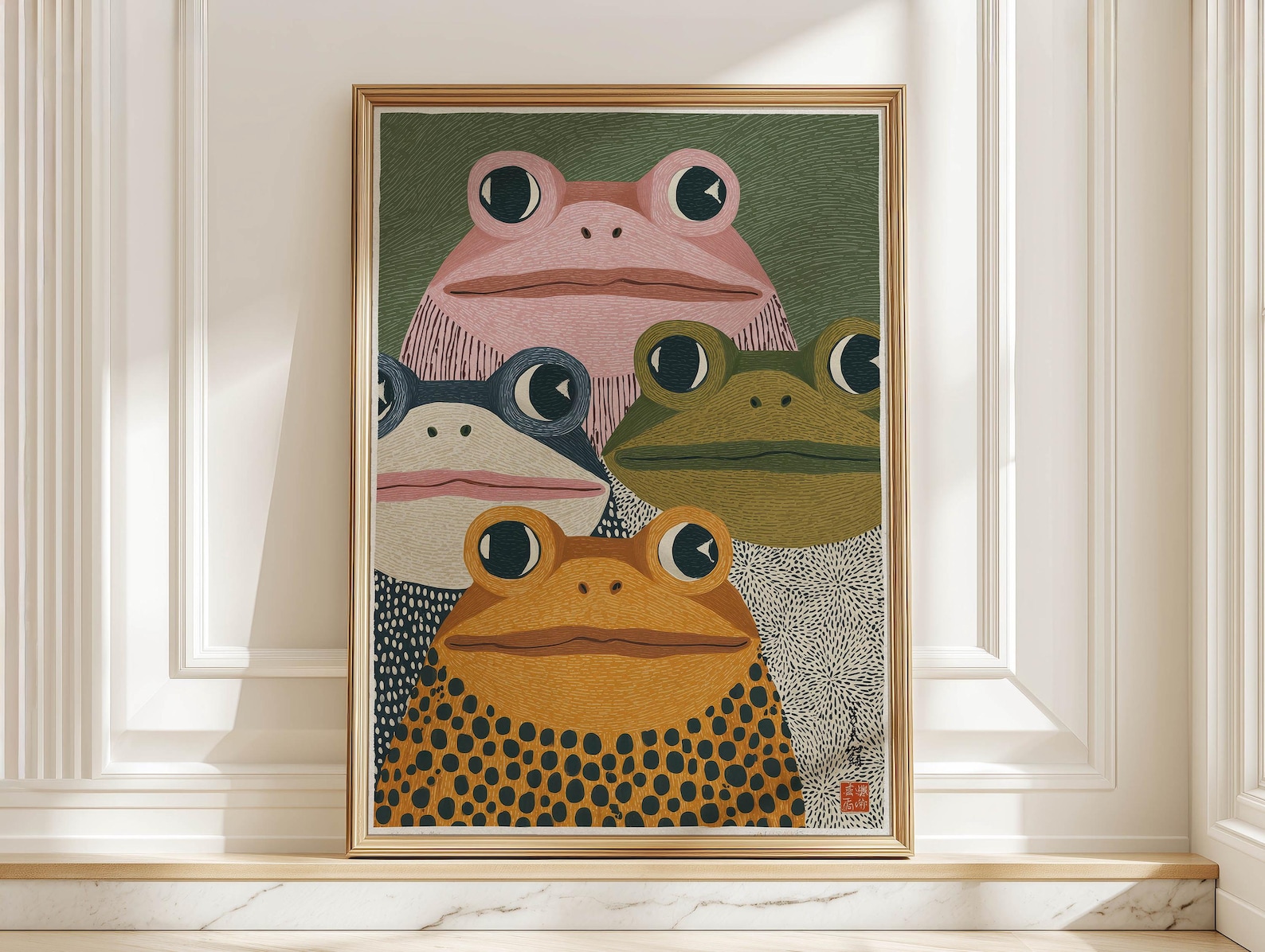 Home Office Japandi - Stampa artistica moderna giapponese con rana
