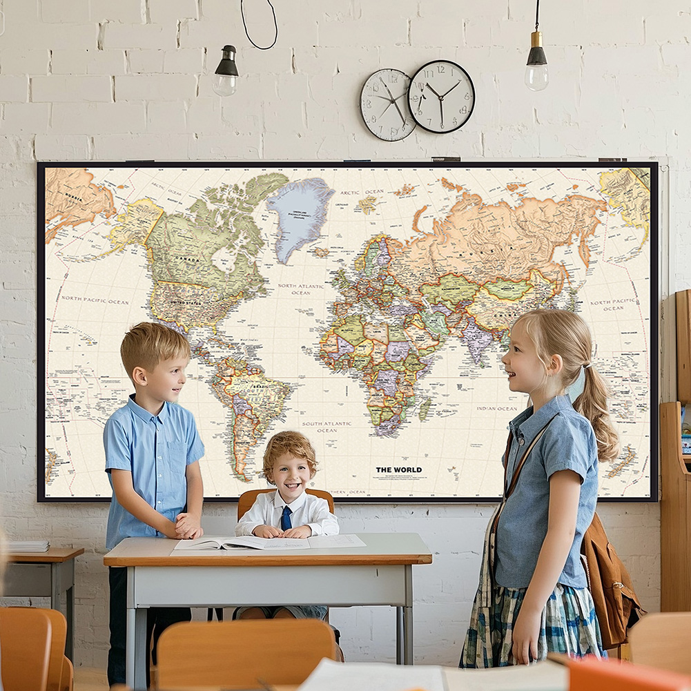 Home Office Backdrop - 150x225 cm Mappa del mondo retrò