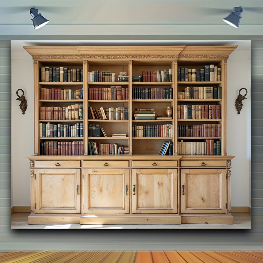 Home Office Background - 1 elegante libreria in legno con