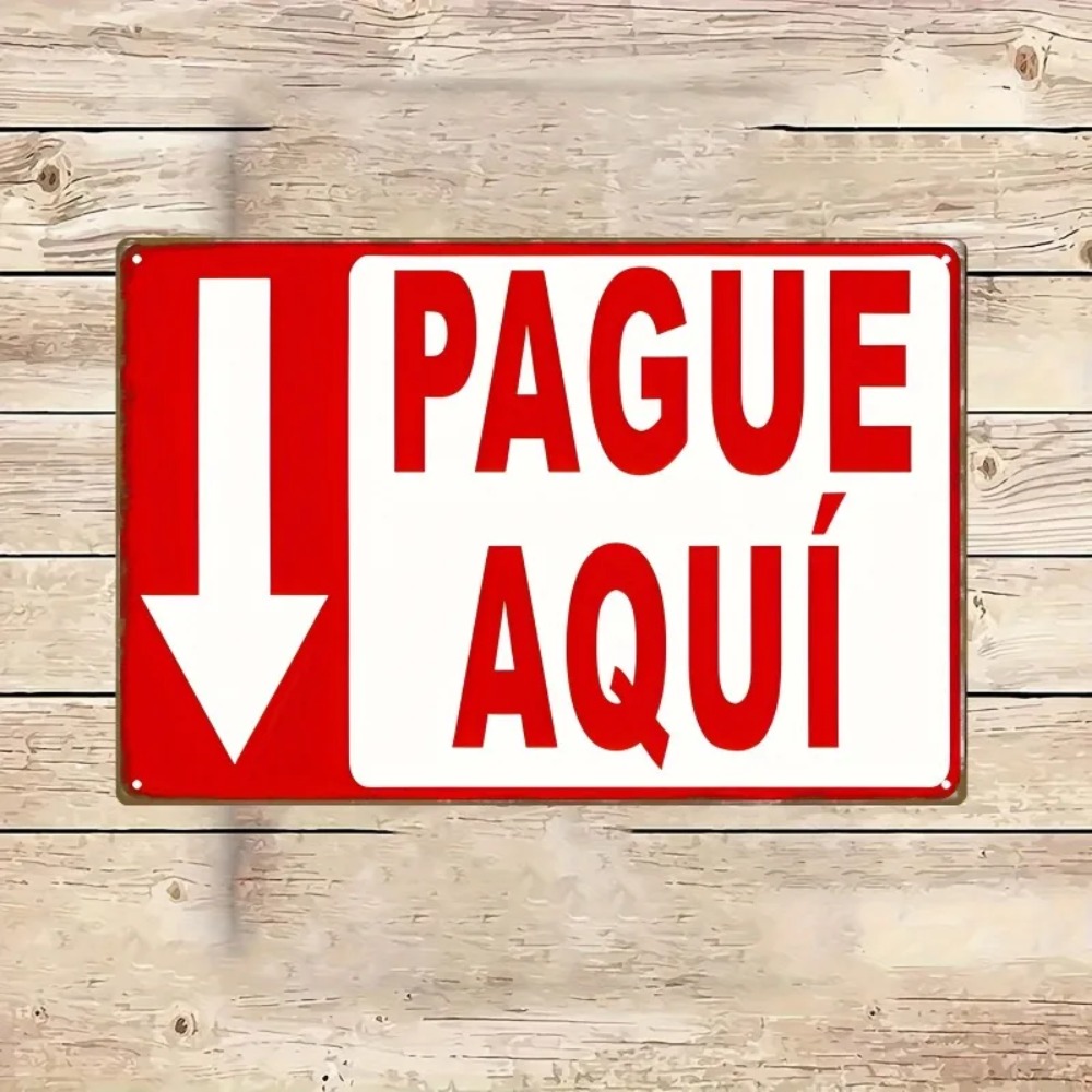 Home Office Pay - Targa in metallo vintage Pague Aqui