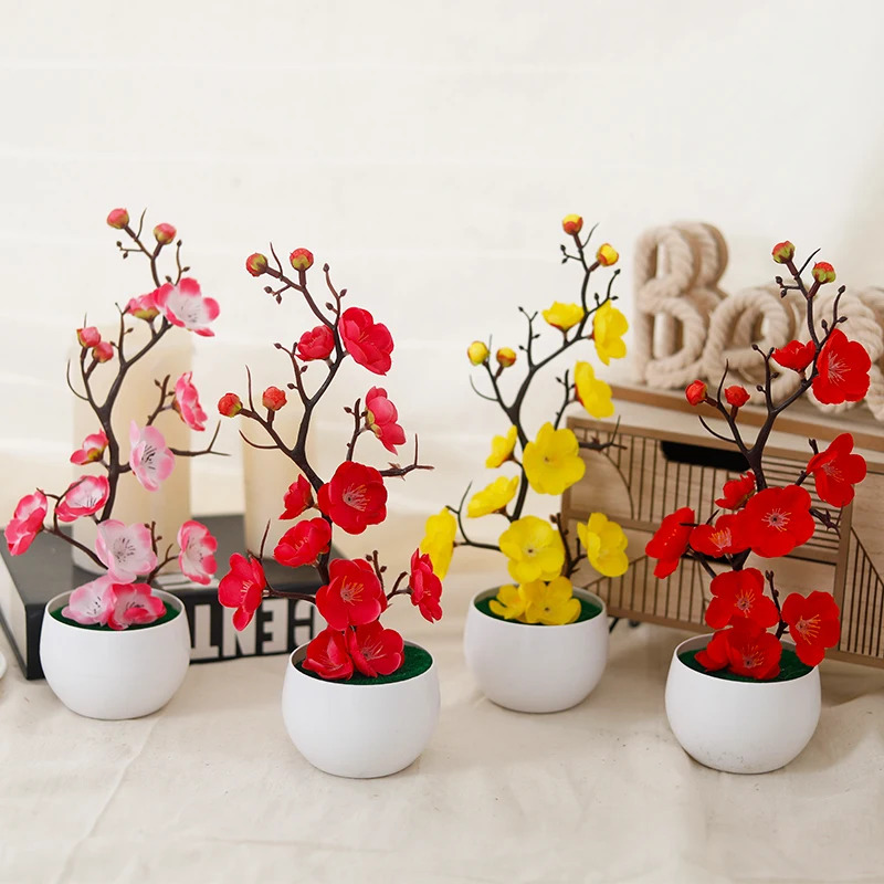 Home Office Background - Pianta Artificiale in Vaso con Fiori