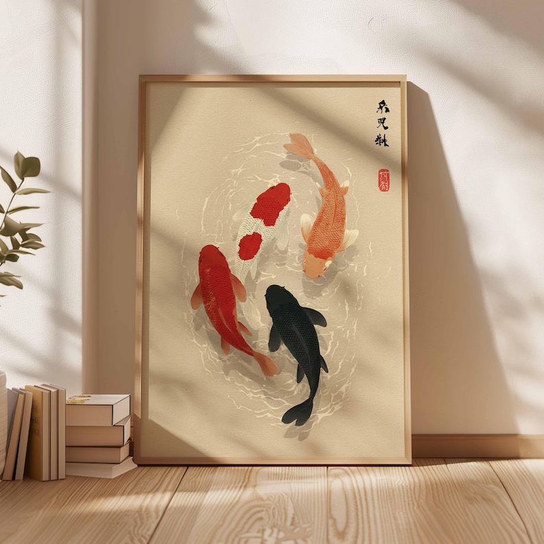 1 poster giapponese con pesci  - Home Office Japandi recensione e prezzo